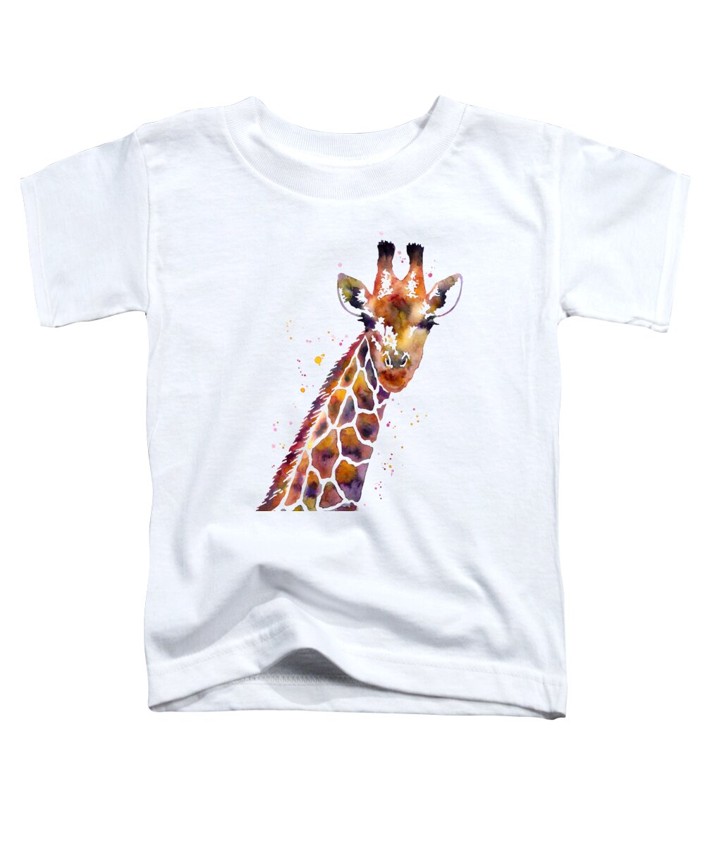 Giraffe Toddler T-Shirt featuring the painting Giraffe by Hailey E Herrera