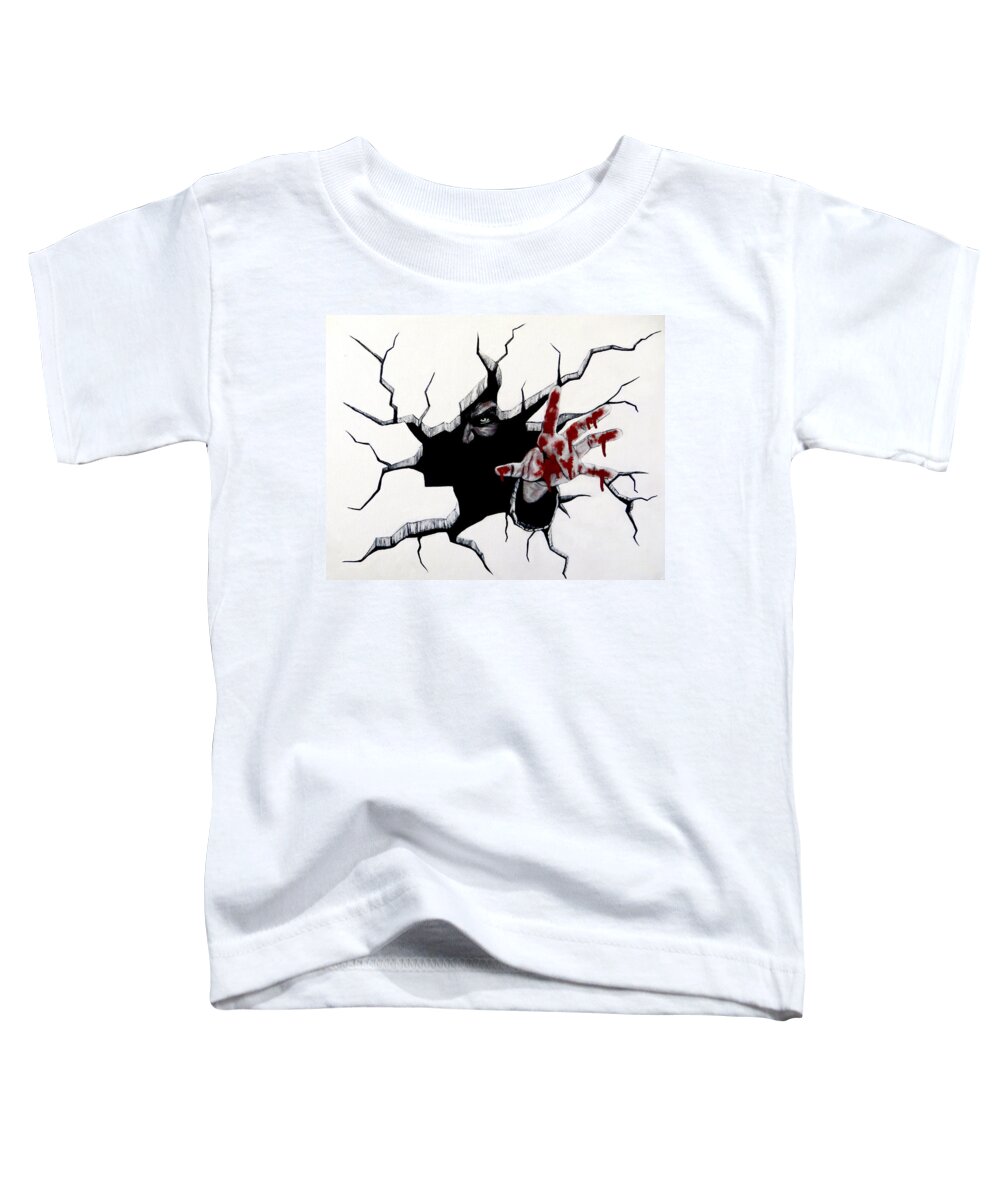 Demon Toddler T-Shirt featuring the painting The Demon Inside by Teresa Wing