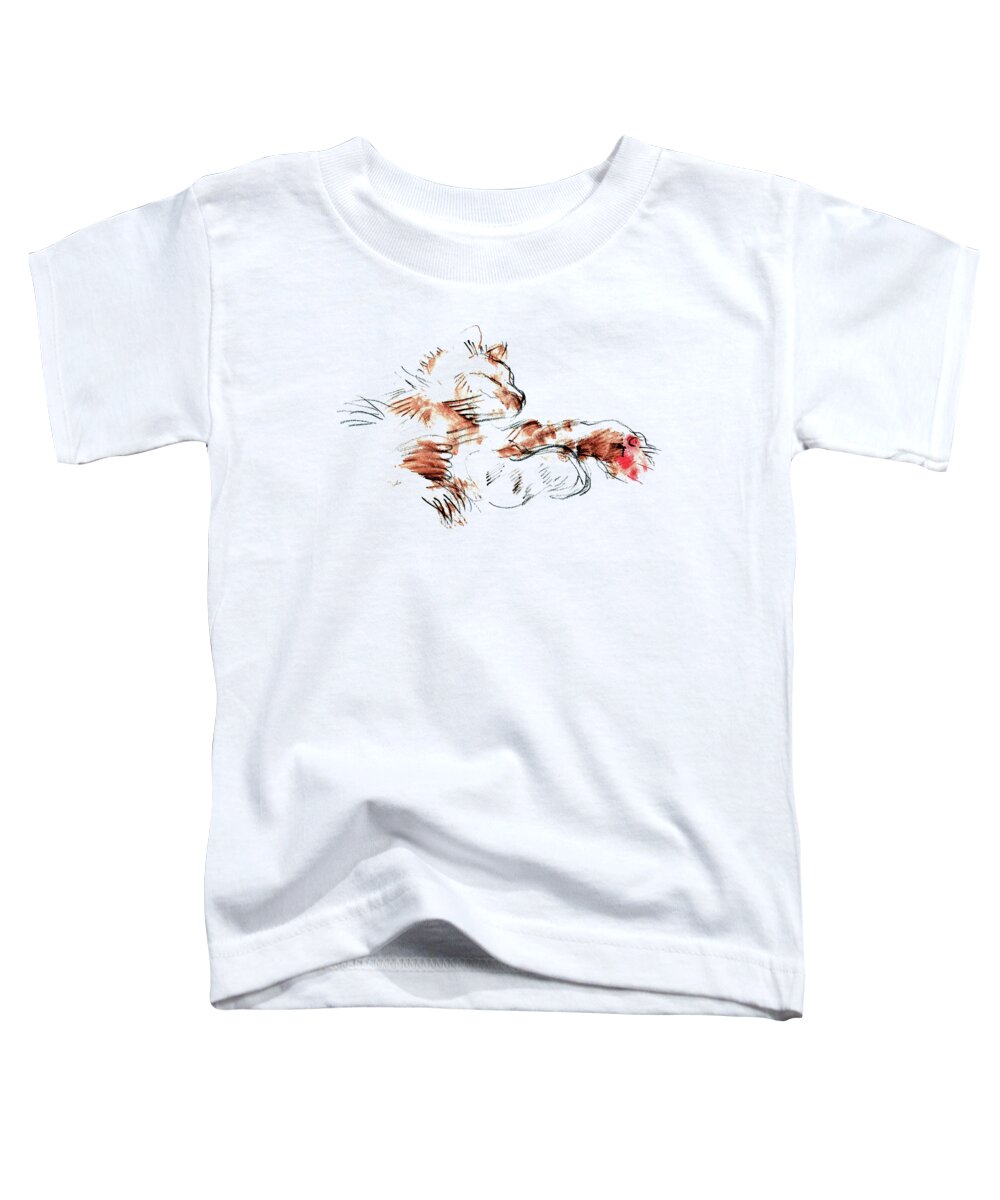 Cats Toddler T-Shirt featuring the mixed media Merph Chillin' - pet portrait by Carolyn Weltman