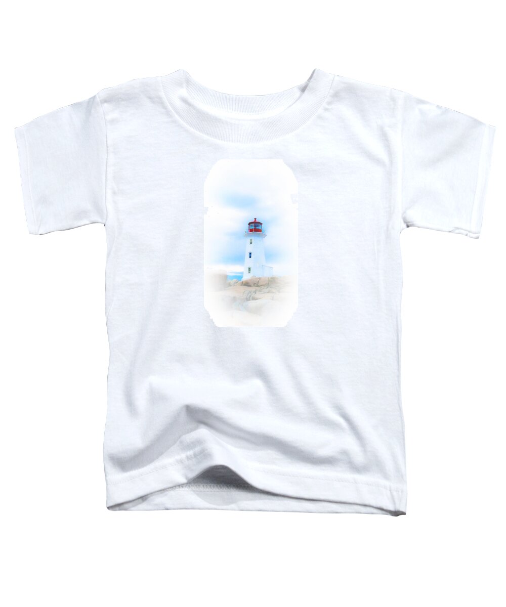 Lighthouse Toddler T-Shirt featuring the photograph Misty Lighthouse - Peggy's Cove by Cristina Stefan