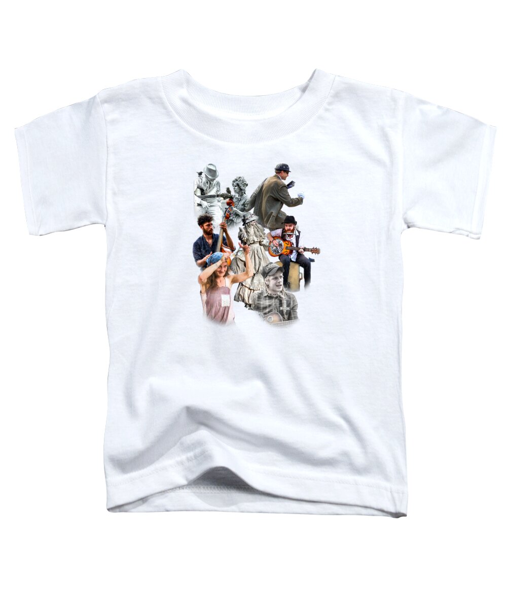 Transparent Background Toddler T-Shirt featuring the photograph Asheville Buskers Collage by John Haldane