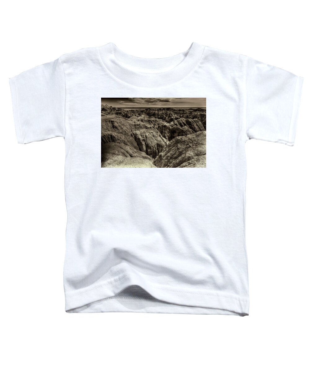 Badlands Toddler T-Shirt featuring the photograph Badlands Sepia by Norman Reid