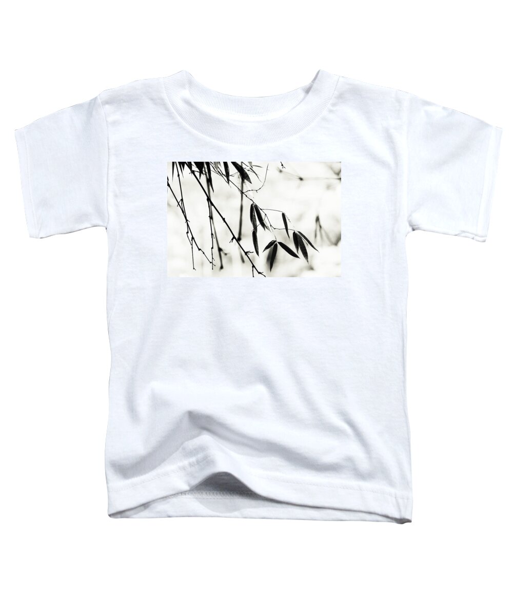 Jenny Rainbow Fine Art Photography Toddler T-Shirt featuring the photograph Bamboo Leaves 1. Black and White by Jenny Rainbow