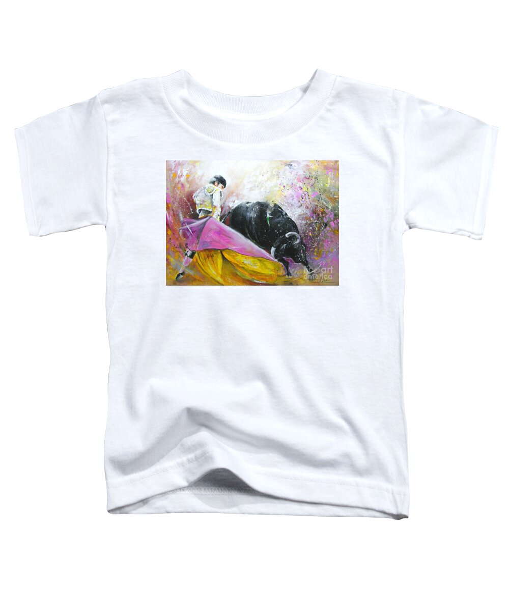 Bullfight Toddler T-Shirt featuring the painting Battle Joined by Miki De Goodaboom