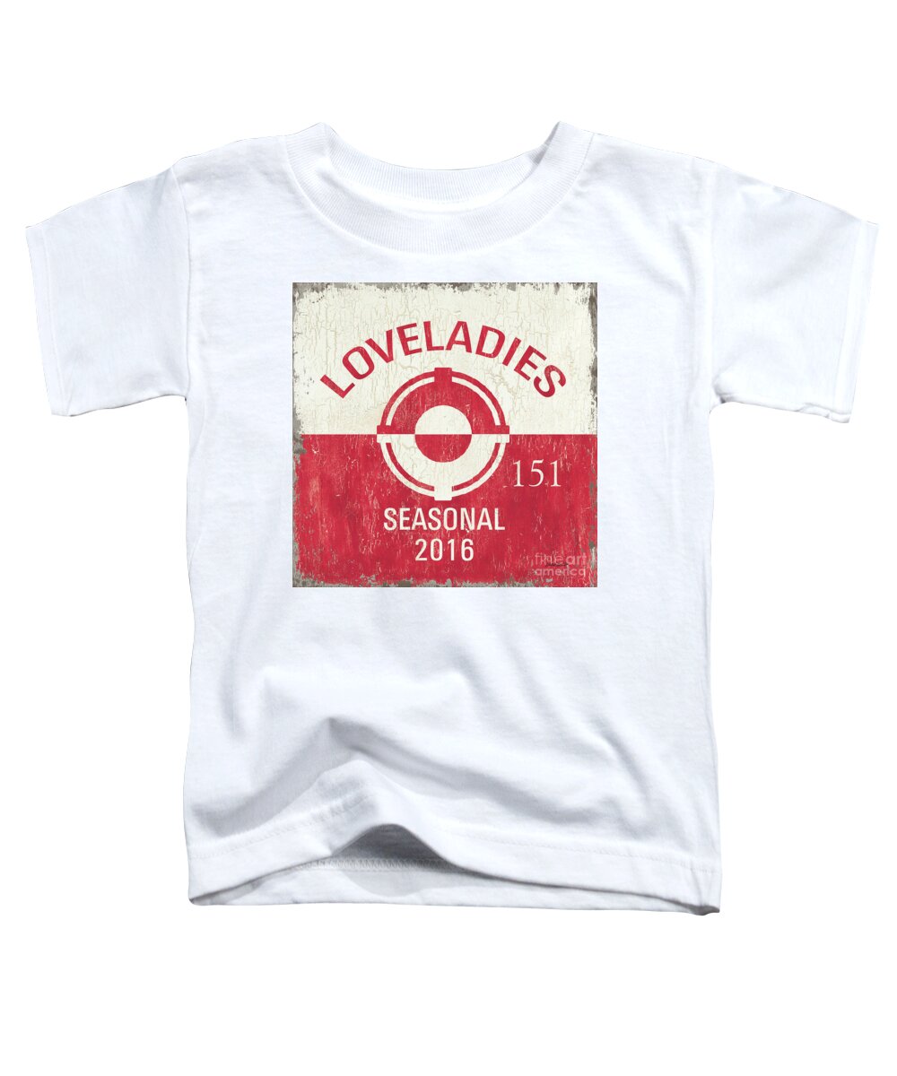 Beach Toddler T-Shirt featuring the painting Beach Badge Loveladies by Debbie DeWitt