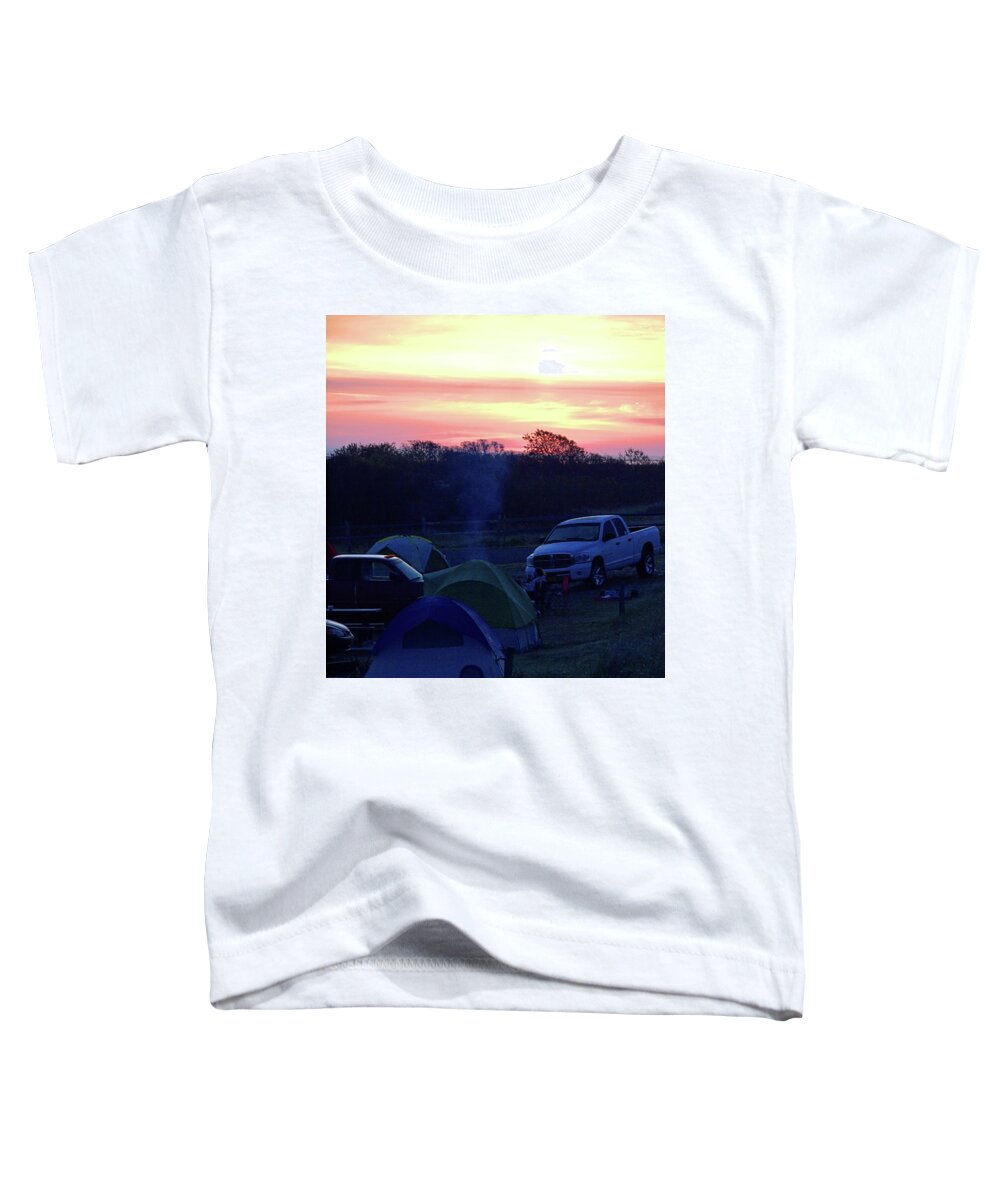 Sun Toddler T-Shirt featuring the photograph Beach Camping by Newwwman