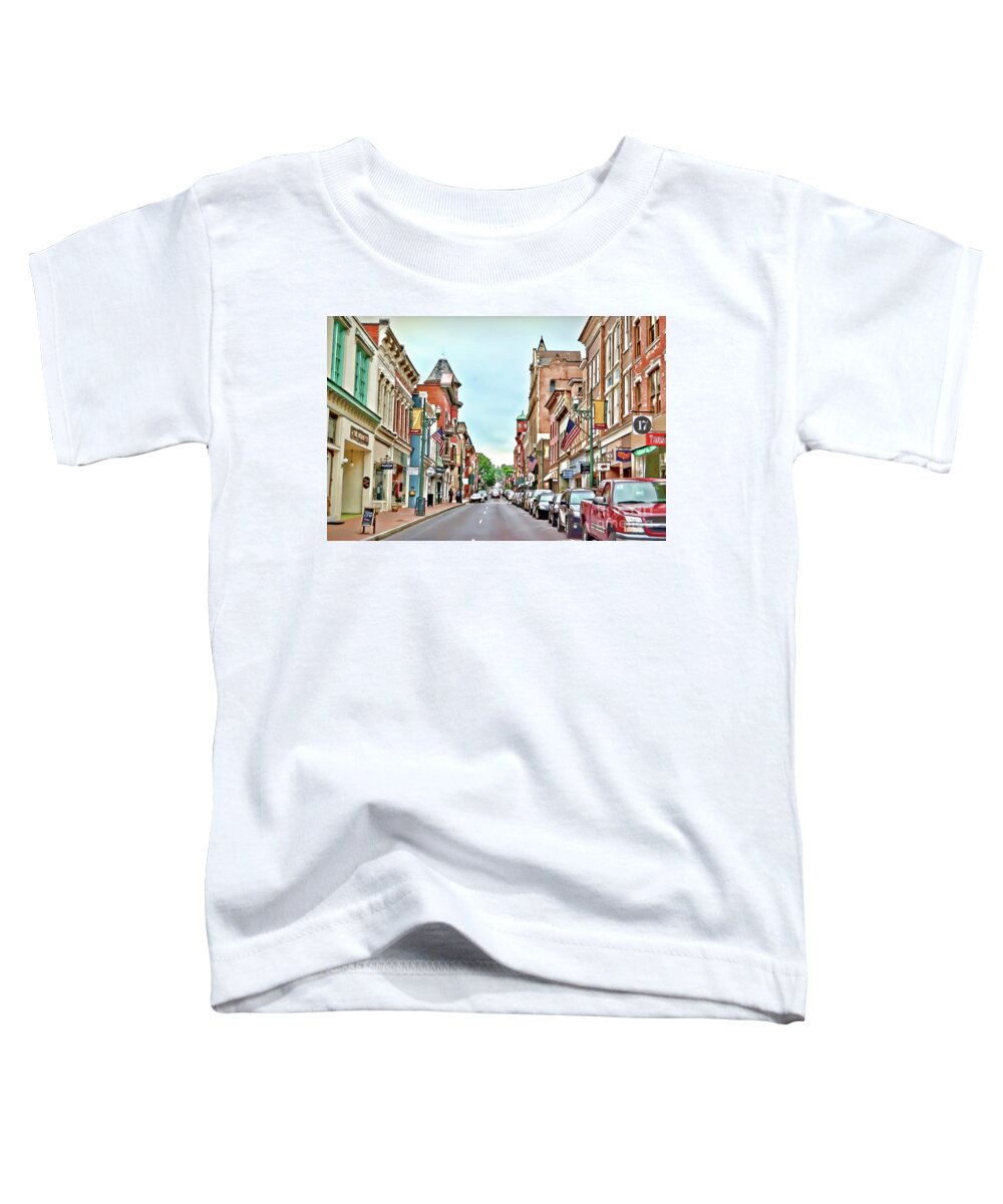 Beverley Historic District Toddler T-Shirt featuring the photograph Beverley Historic District - Staunton Virginia - Art of the Small Town by Kerri Farley