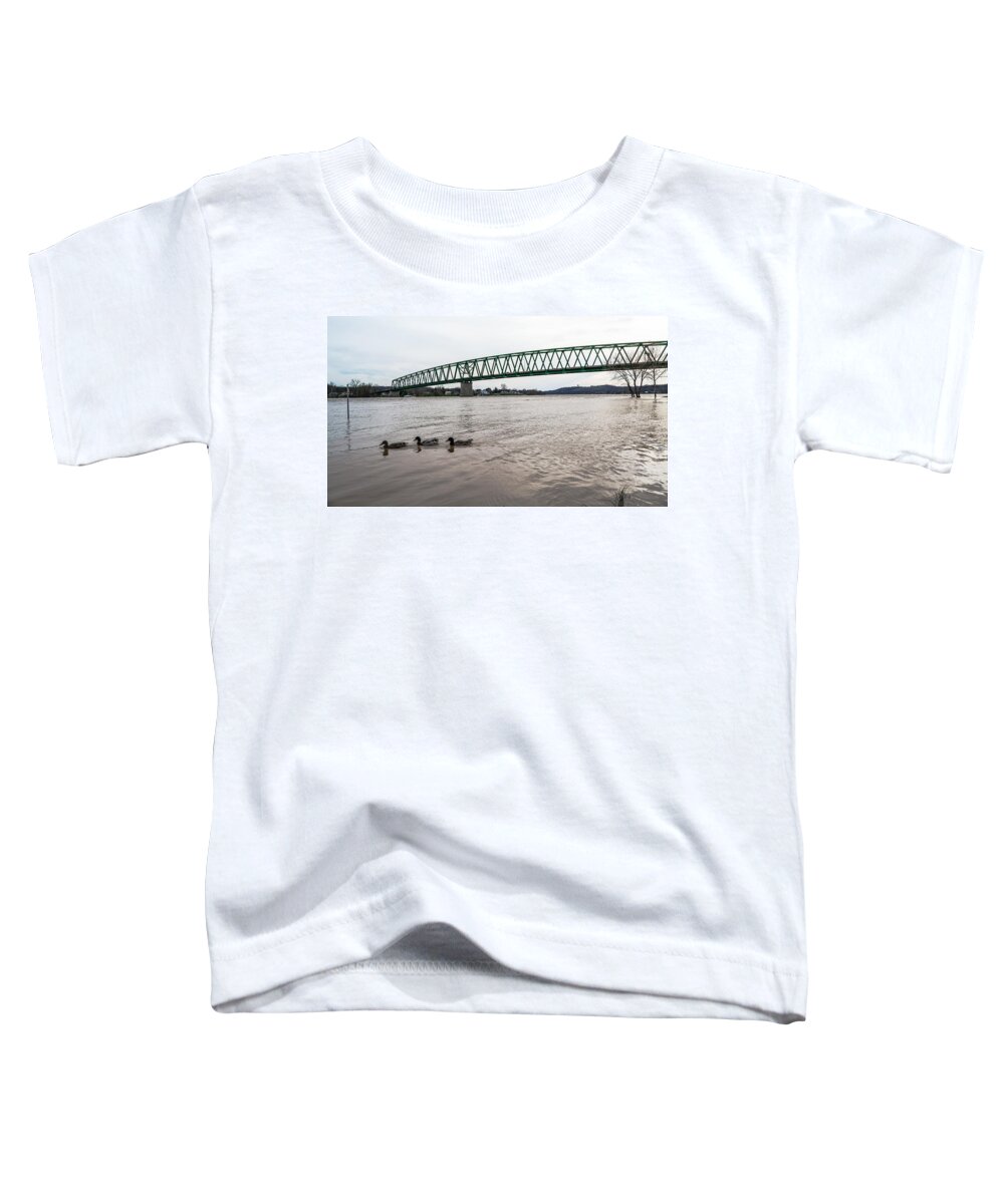 Jan Holden Toddler T-Shirt featuring the photograph Bike Trail for the Ducks by Holden The Moment