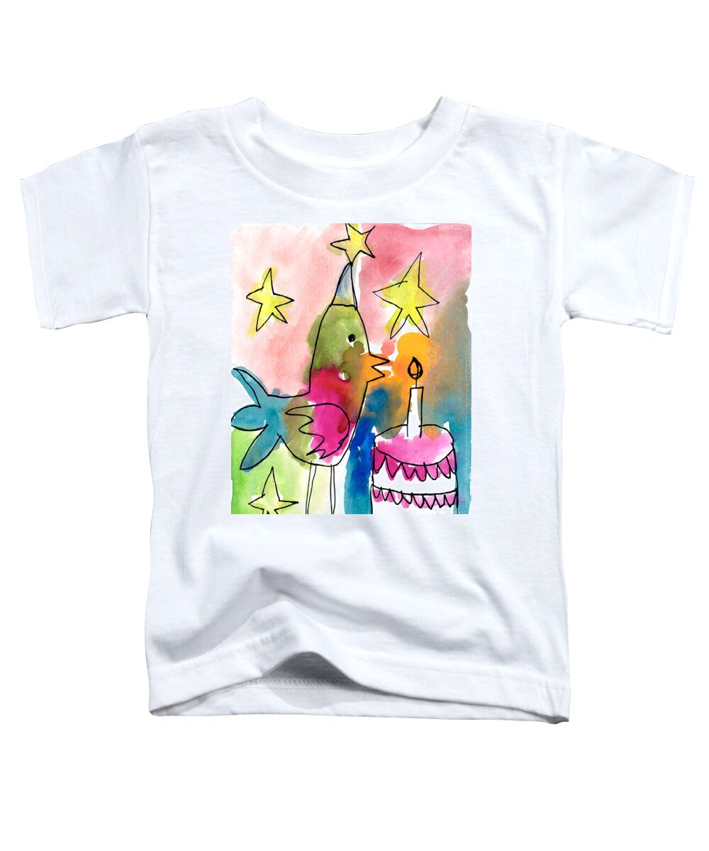 Bird Toddler T-Shirt featuring the painting Birthday Bird by Michelle Malachowski Age Seven
