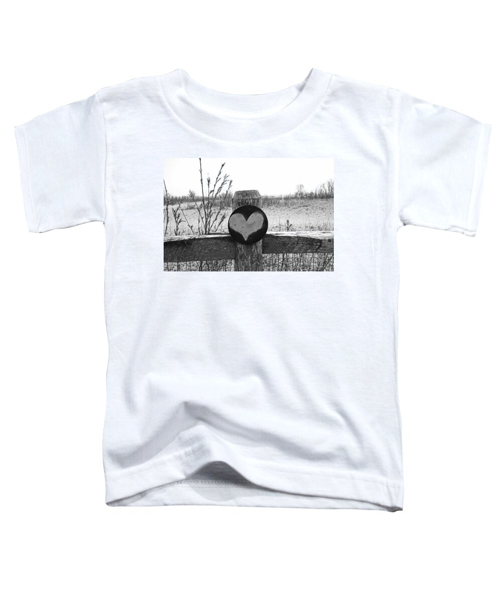 Black Toddler T-Shirt featuring the photograph Black and White Fence by Toby McGuire
