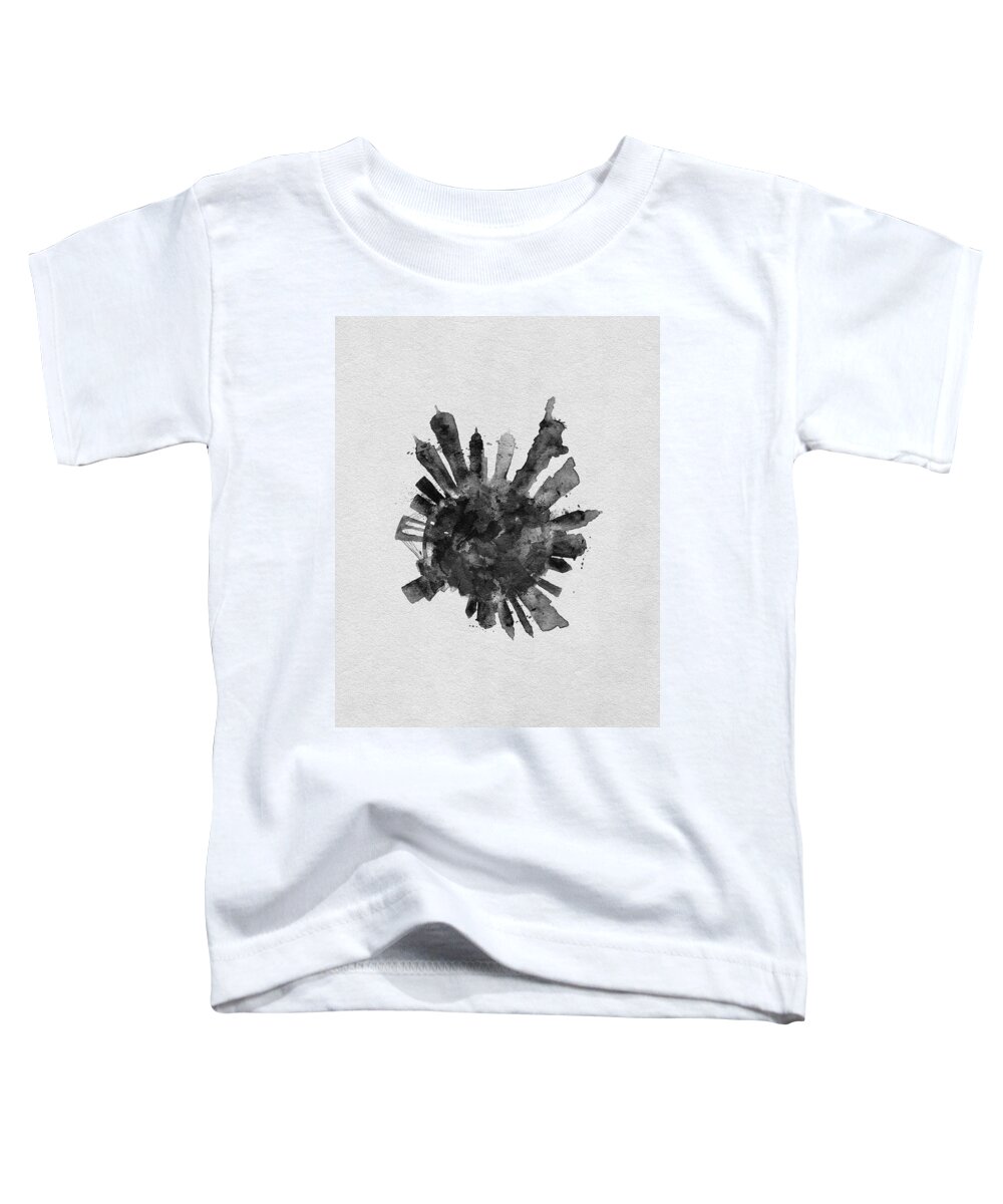 New York Toddler T-Shirt featuring the painting Black Skyround Art of New York, United States by Inspirowl Design