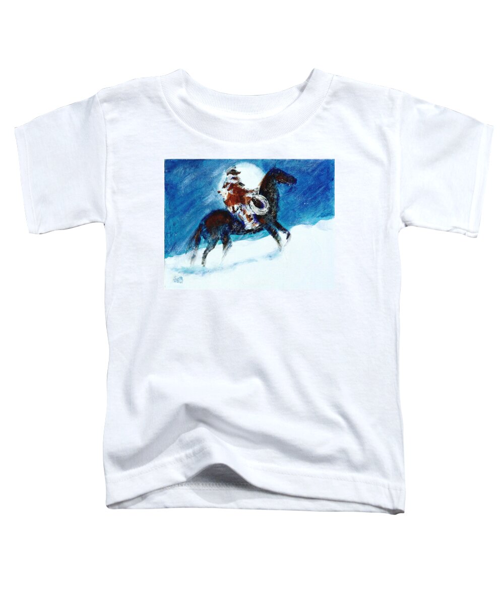 Blizzard Moon Toddler T-Shirt featuring the painting Blizzard Moon-The Last Stray by Seth Weaver