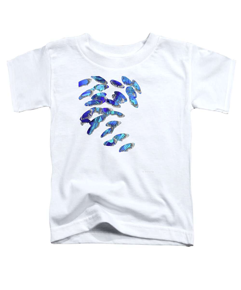 Blue Toddler T-Shirt featuring the painting Blue And White Art - Falling 2 - Sharon Cummings by Sharon Cummings