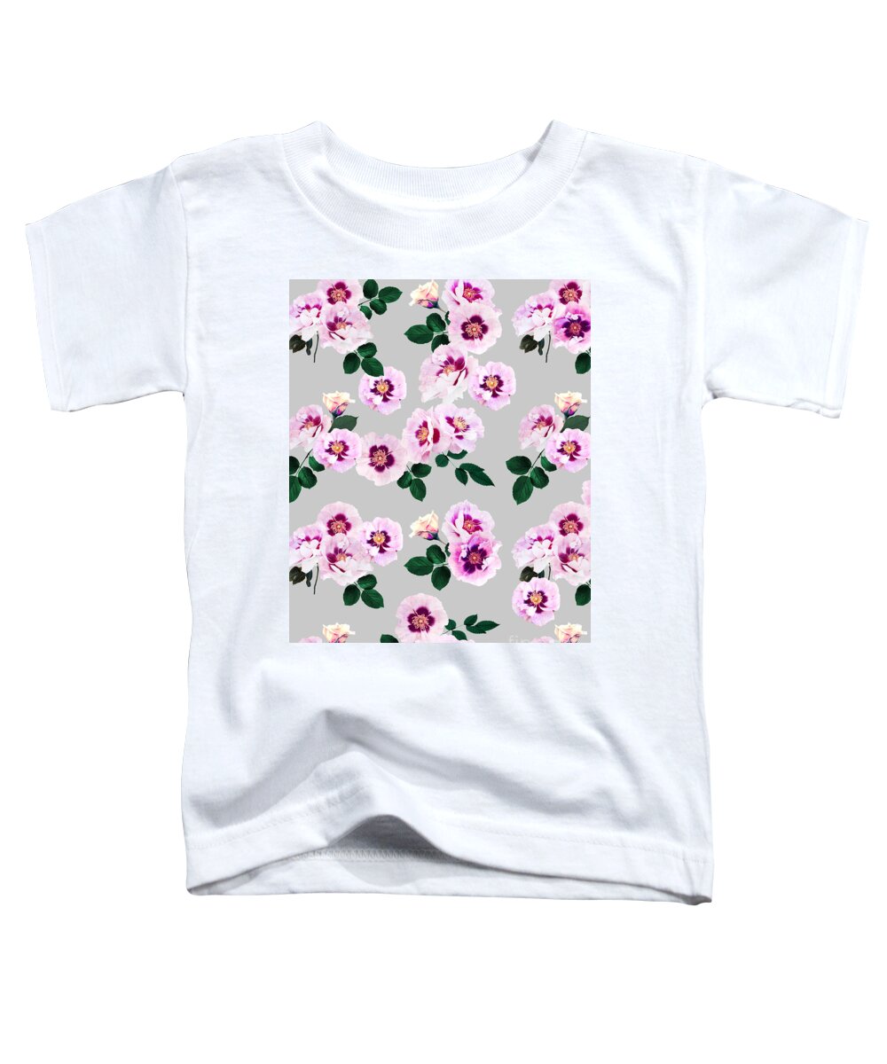 Blue Toddler T-Shirt featuring the mixed media Blue Eyes Roses by Emanuela Carratoni