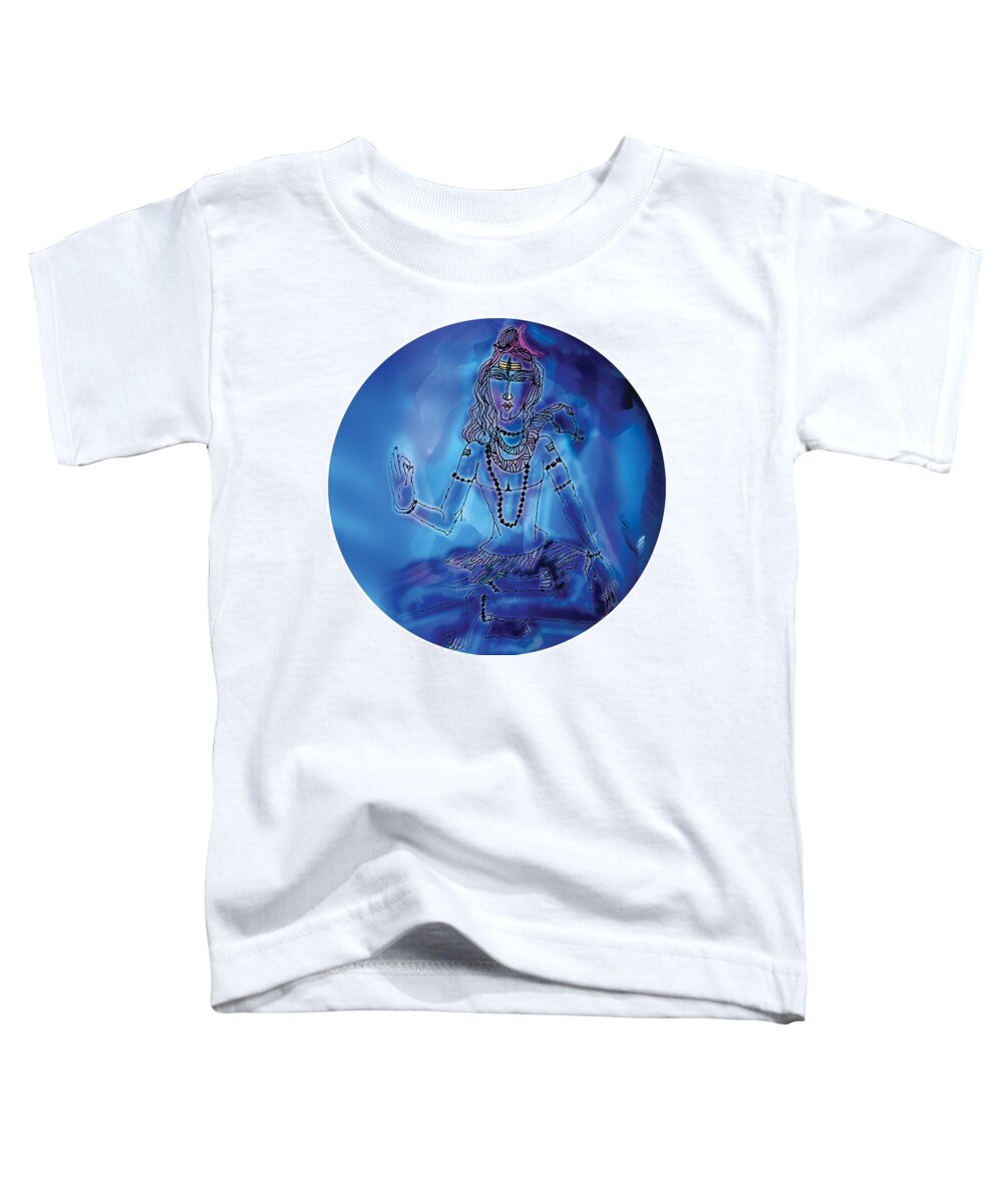 Himalaya Toddler T-Shirt featuring the painting Blue Shiva by Guruji Aruneshvar Paris Art Curator Katrin Suter