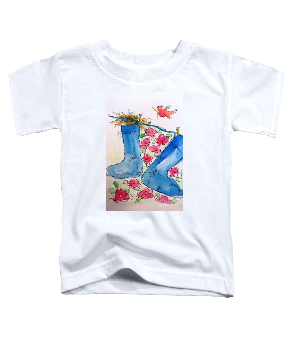 Stockings Toddler T-Shirt featuring the painting Blue Stockings by Claire Bull