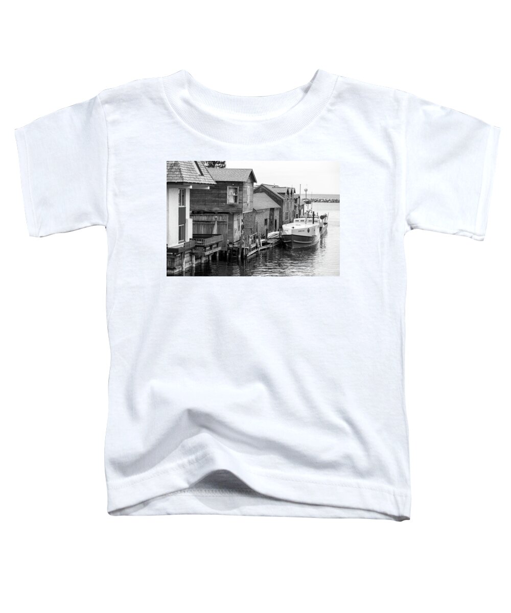 Fishing Toddler T-Shirt featuring the photograph Boat Dock in Leland Michigan by John McGraw