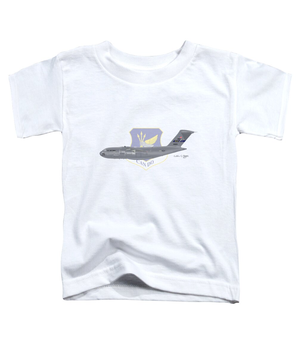 Boeing Toddler T-Shirt featuring the digital art Boeing C-17 Globemaster III McGuire AFB by Arthur Eggers