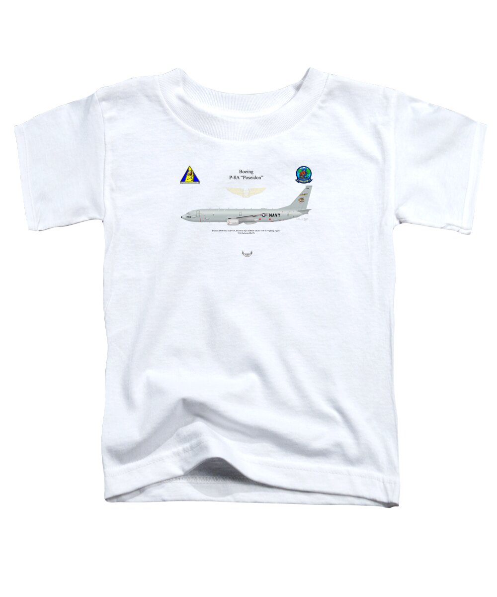 Boeing Toddler T-Shirt featuring the digital art Boeing P-8A VP-8 by Arthur Eggers