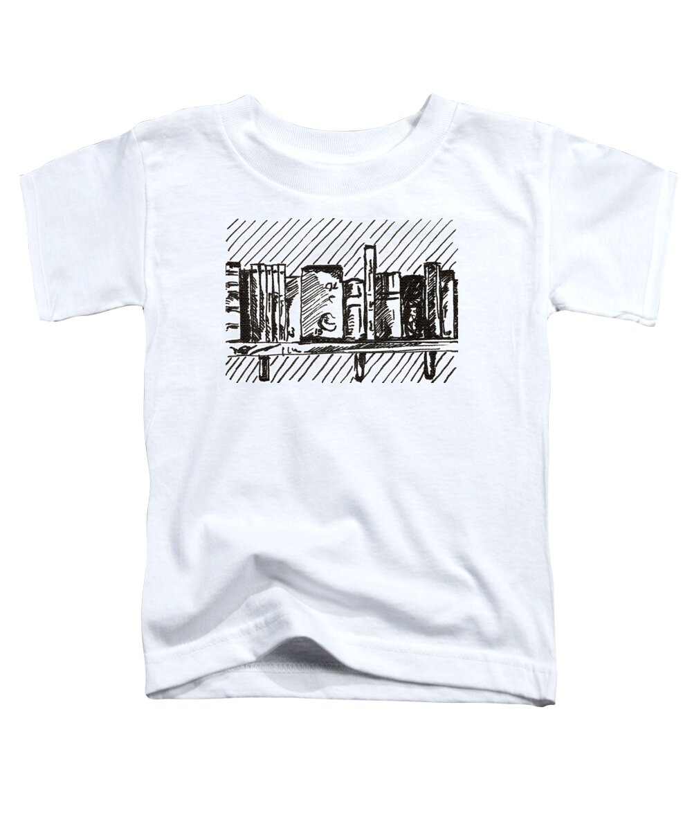 Bookshelf Toddler T-Shirt featuring the drawing Bookshelf 1 2015 - ACEO by Joseph A Langley
