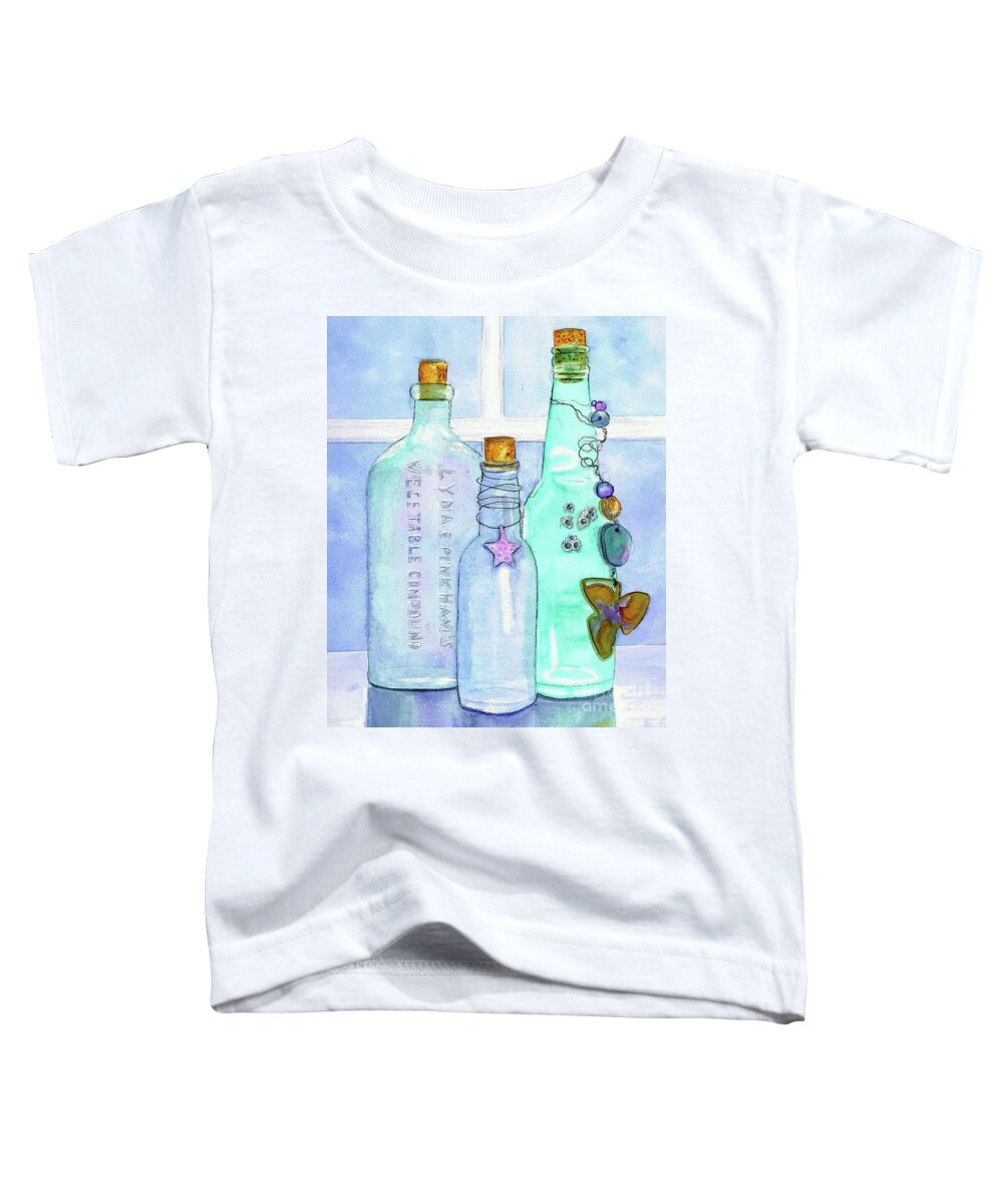 Bottles Toddler T-Shirt featuring the painting Bottles with Barnacles by Midge Pippel