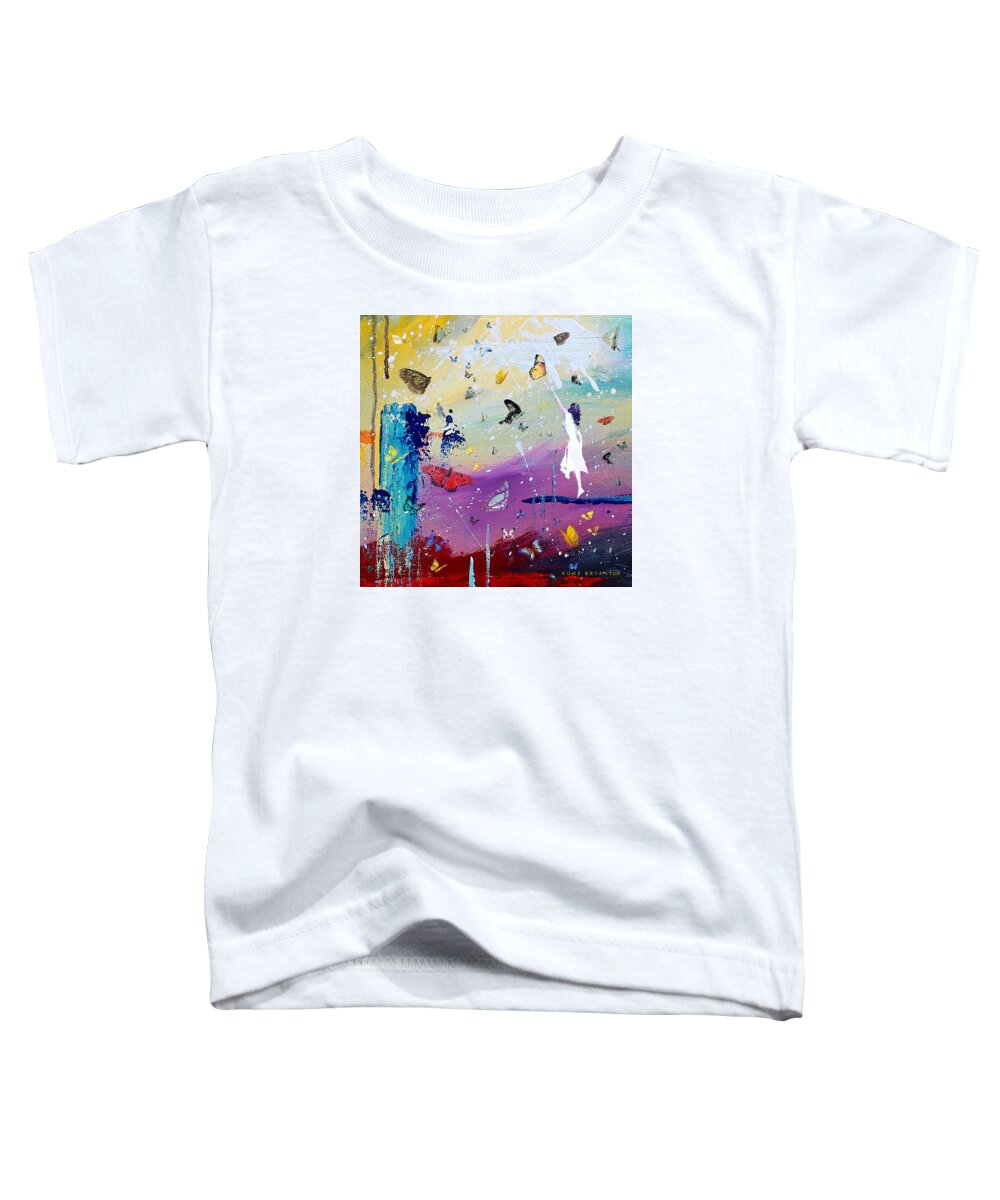 Butterflies And Me Toddler T-Shirt featuring the mixed media Butterflies and Me by Kume Bryant