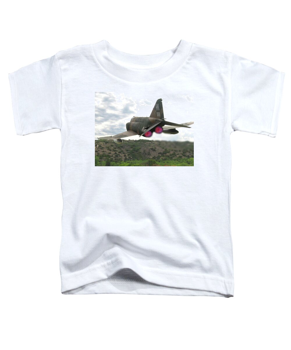 Vietnam Era Fighter Jet Toddler T-Shirt featuring the digital art Buzz The Tower by Gary Baird