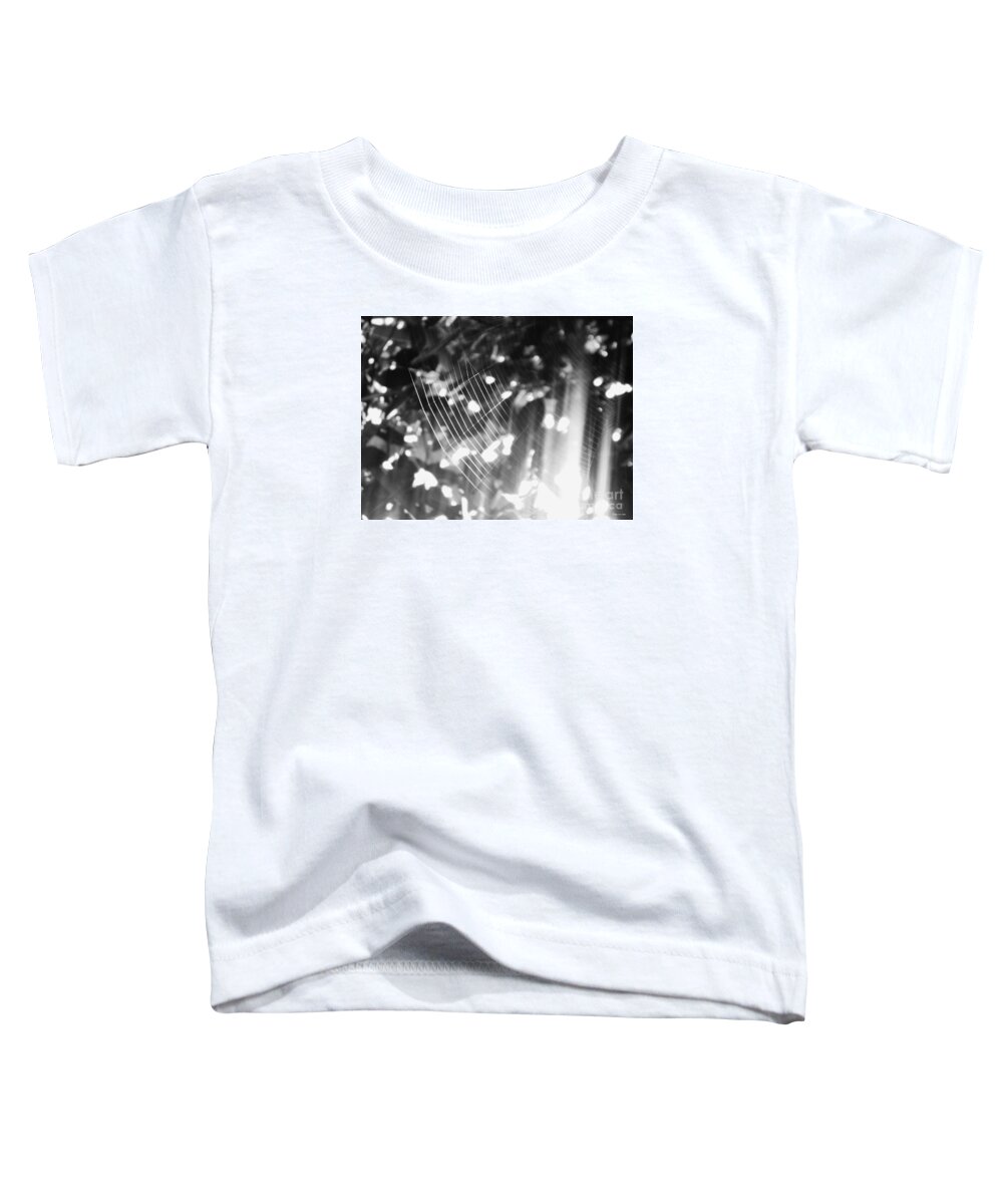Cobwebs Toddler T-Shirt featuring the photograph BW Gossamer Glow by Megan Dirsa-DuBois