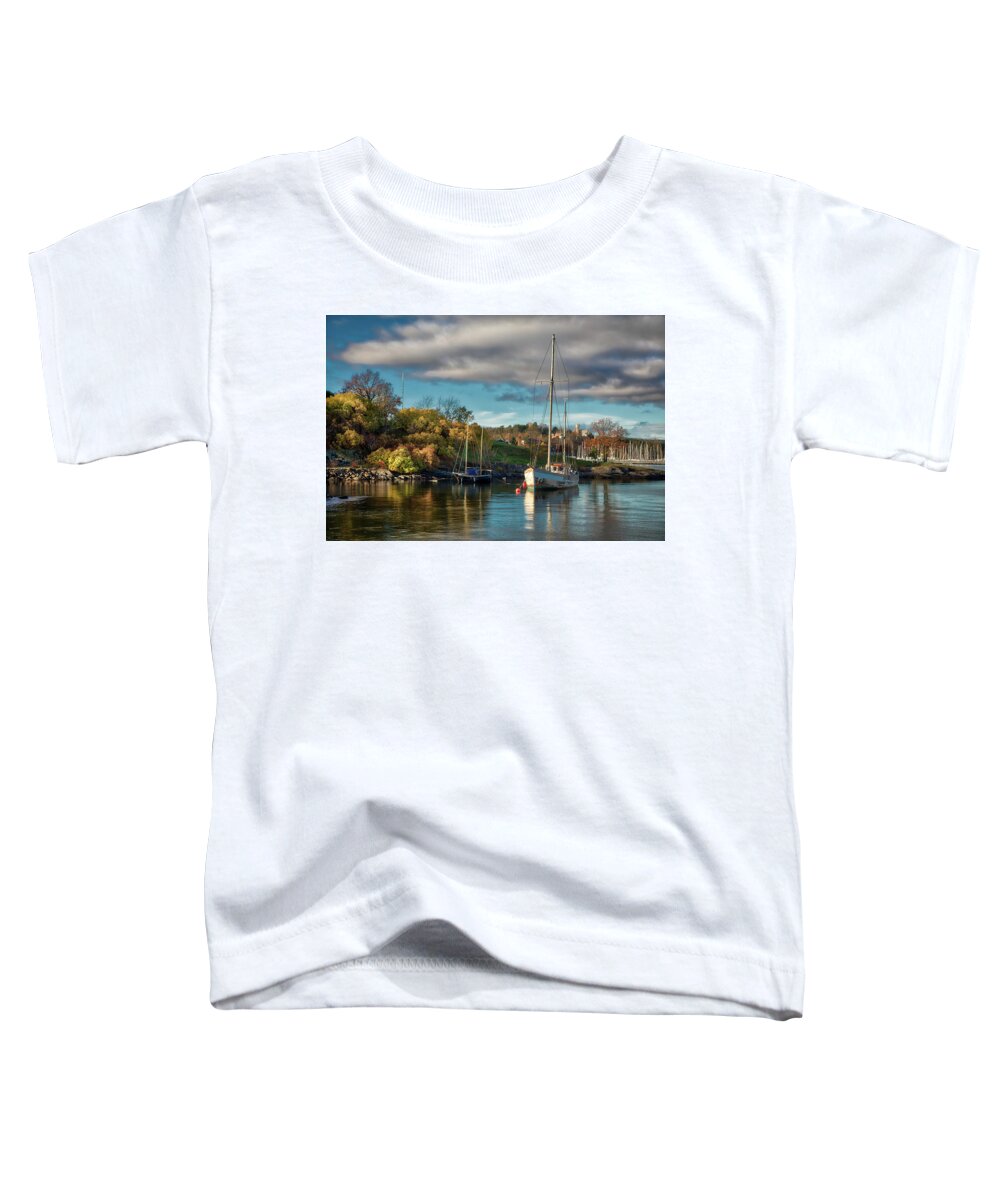 Boat Toddler T-Shirt featuring the photograph Bygdoy Harbor by Ross Henton