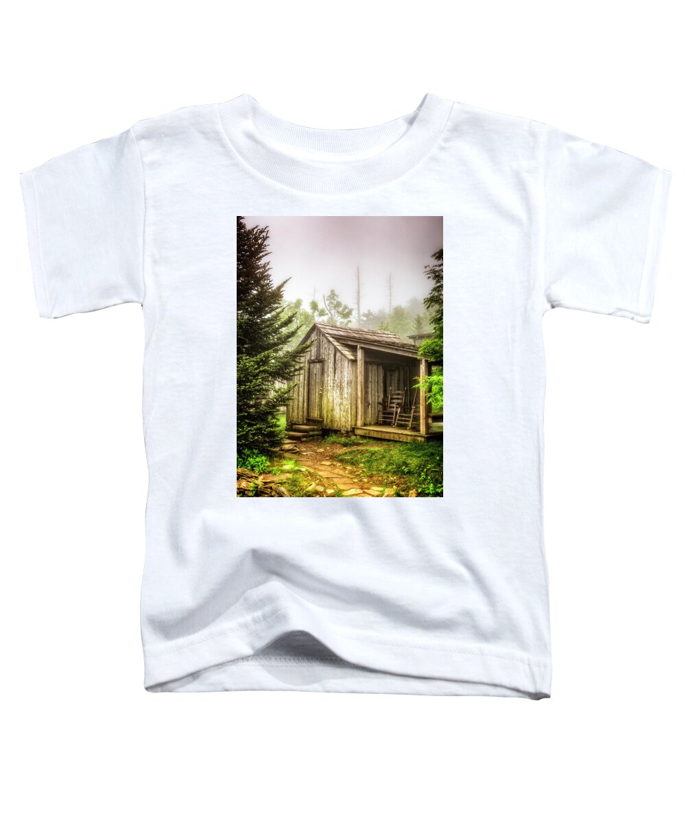 Appalachia Toddler T-Shirt featuring the photograph Cabin Nestled in the Forest by Debra and Dave Vanderlaan