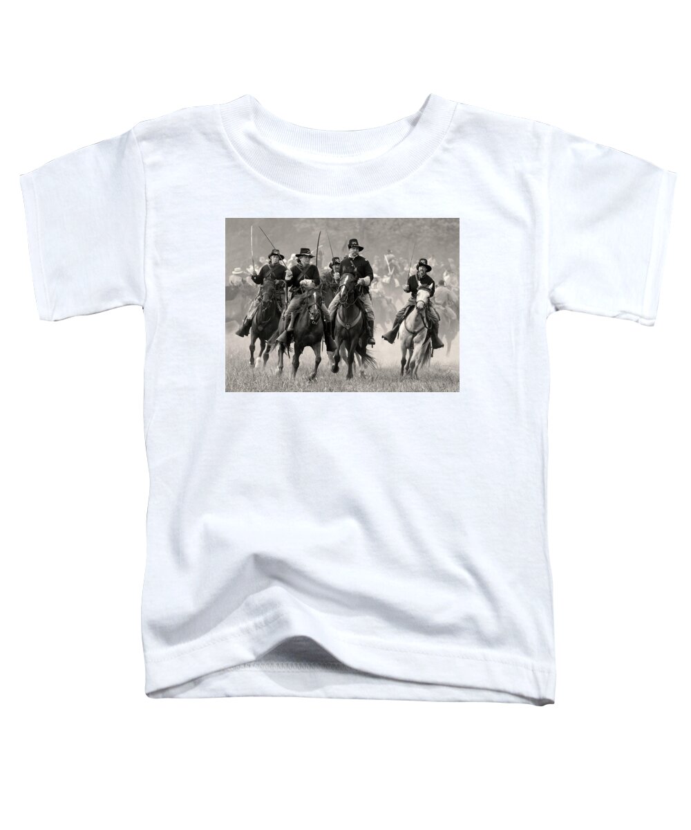 Reenactment Toddler T-Shirt featuring the photograph Cavalry Skirmish by Art Cole