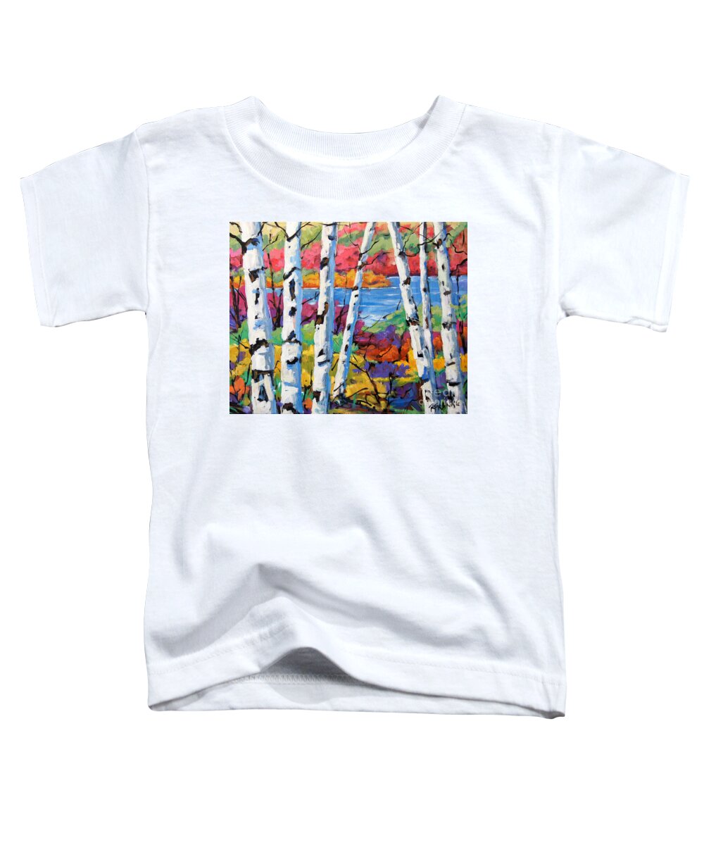 Canadian Landscape Created By Richard T Pranke Toddler T-Shirt featuring the painting Canadian Birches by Prankearts by Richard T Pranke