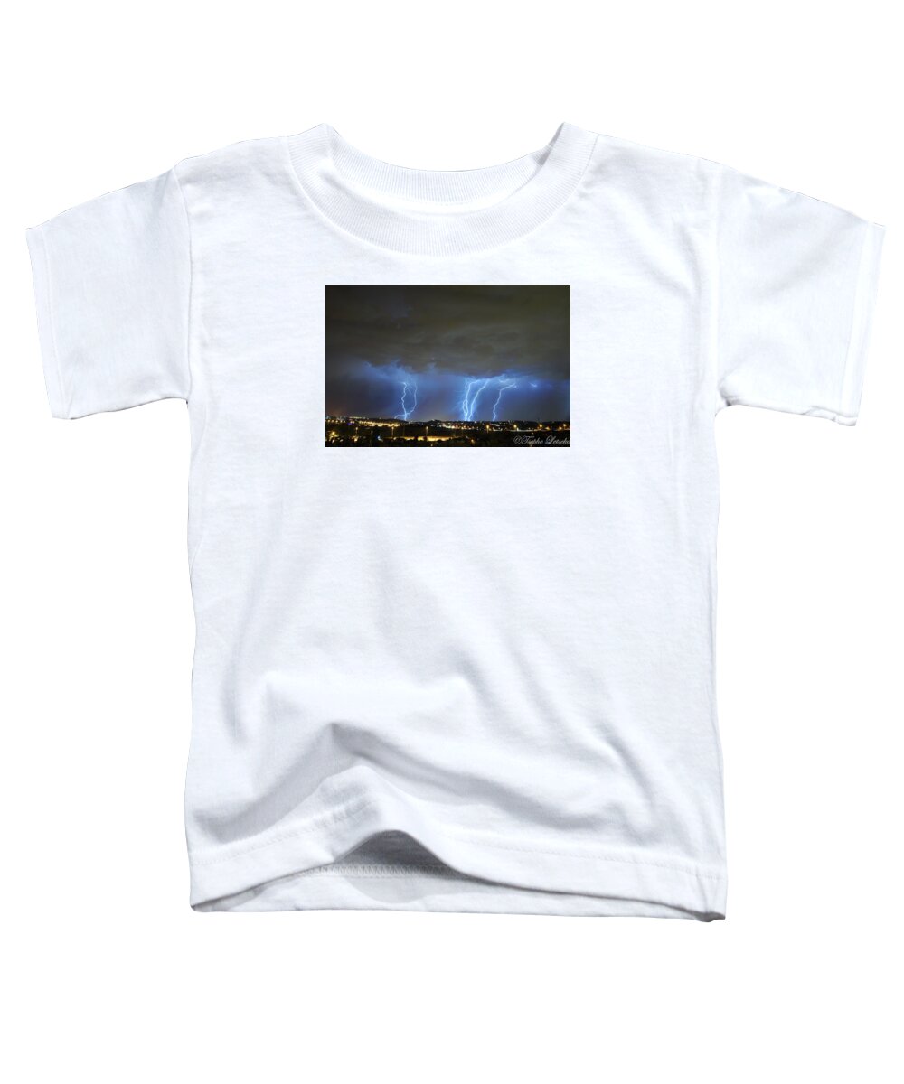 Lightning Toddler T-Shirt featuring the photograph Capital city lightning by Tsephe Letseka
