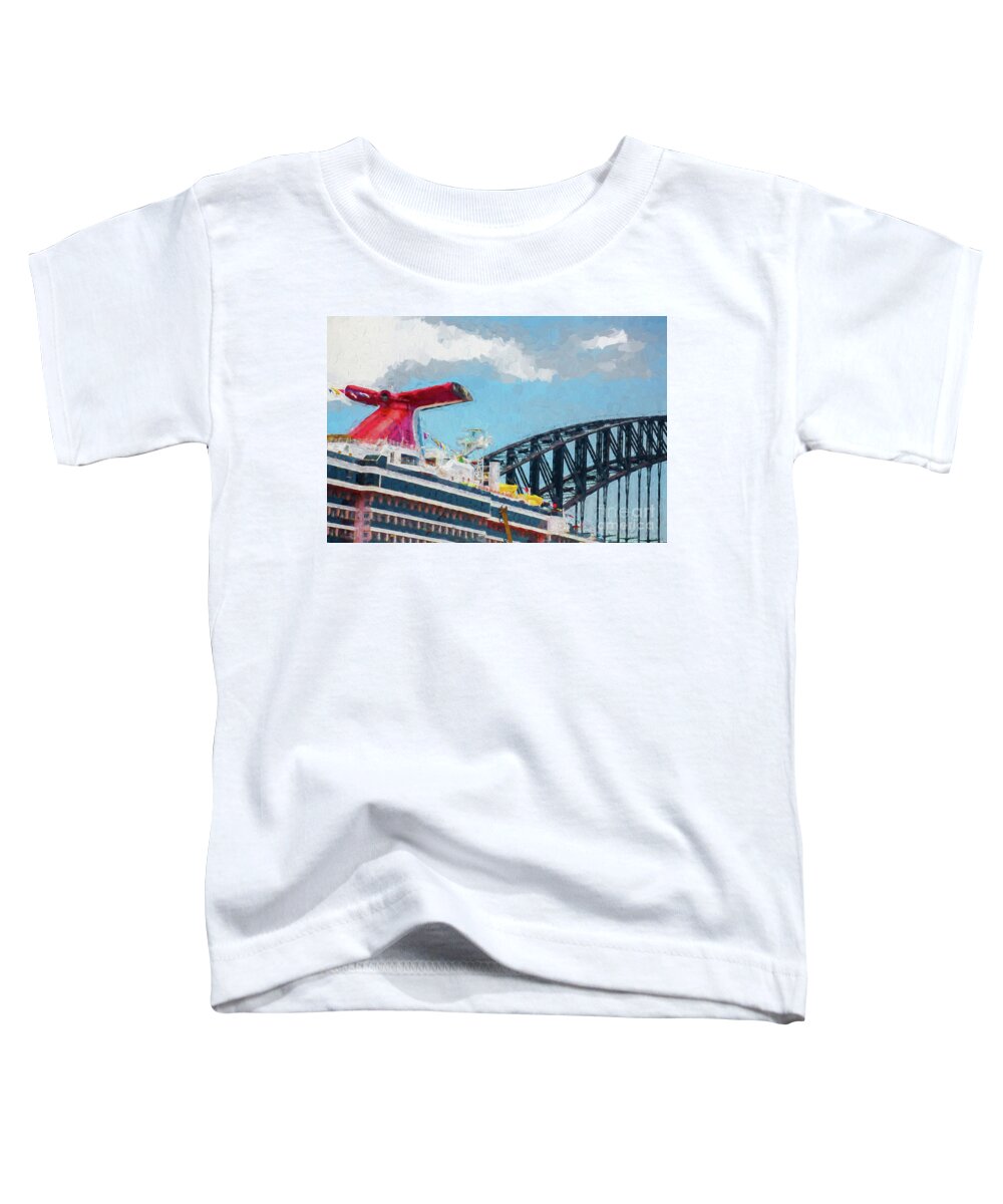 Carnival Spirit Toddler T-Shirt featuring the photograph Carnival Spirit and Harbour Bridge by Sheila Smart Fine Art Photography