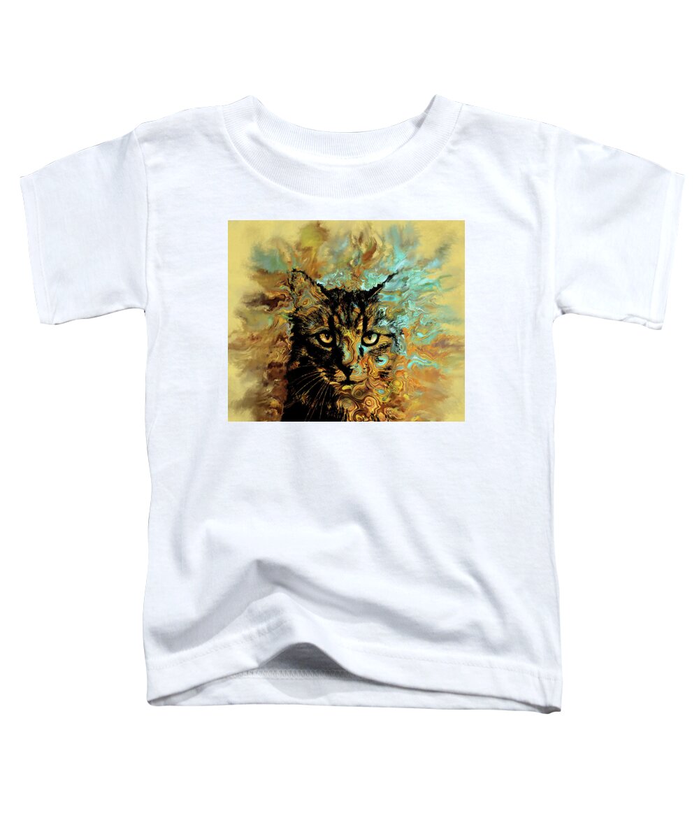 Cat Toddler T-Shirt featuring the digital art Cat 617 by Lucie Dumas