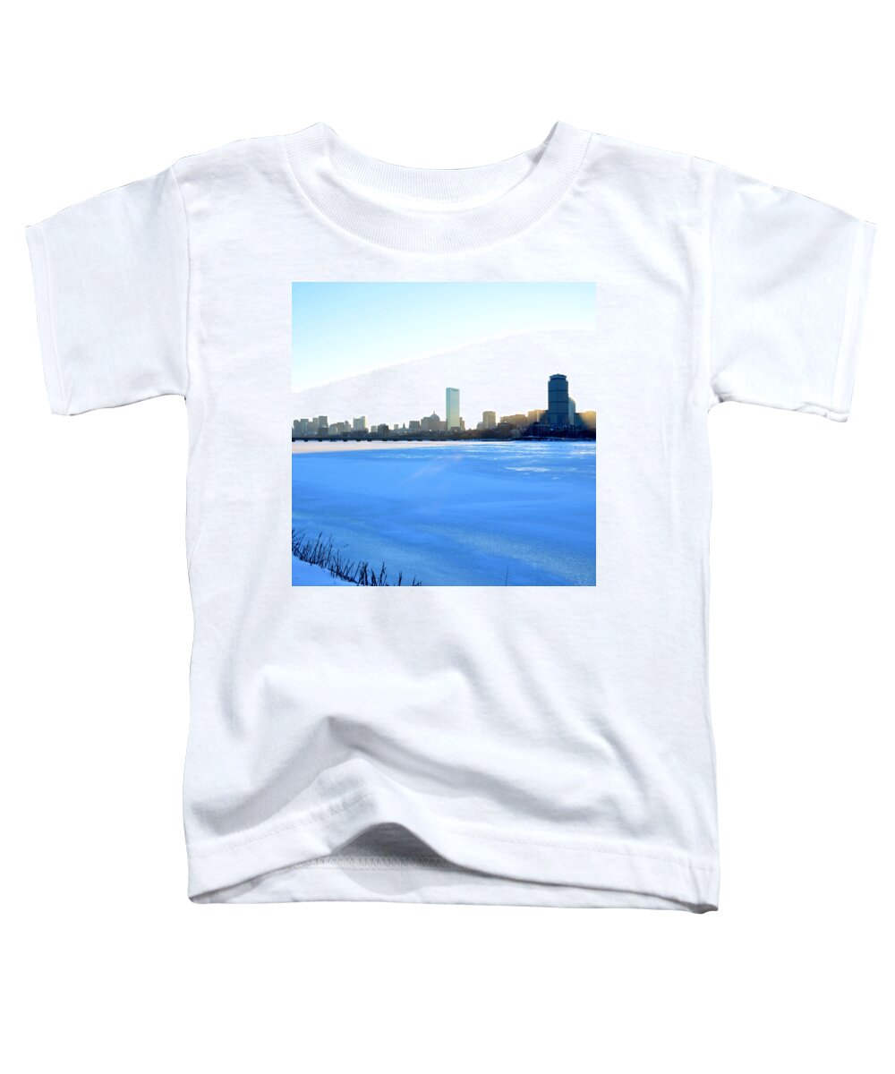 Charles Toddler T-Shirt featuring the photograph Charles River Four Seasons Prudential Shadow by Toby McGuire