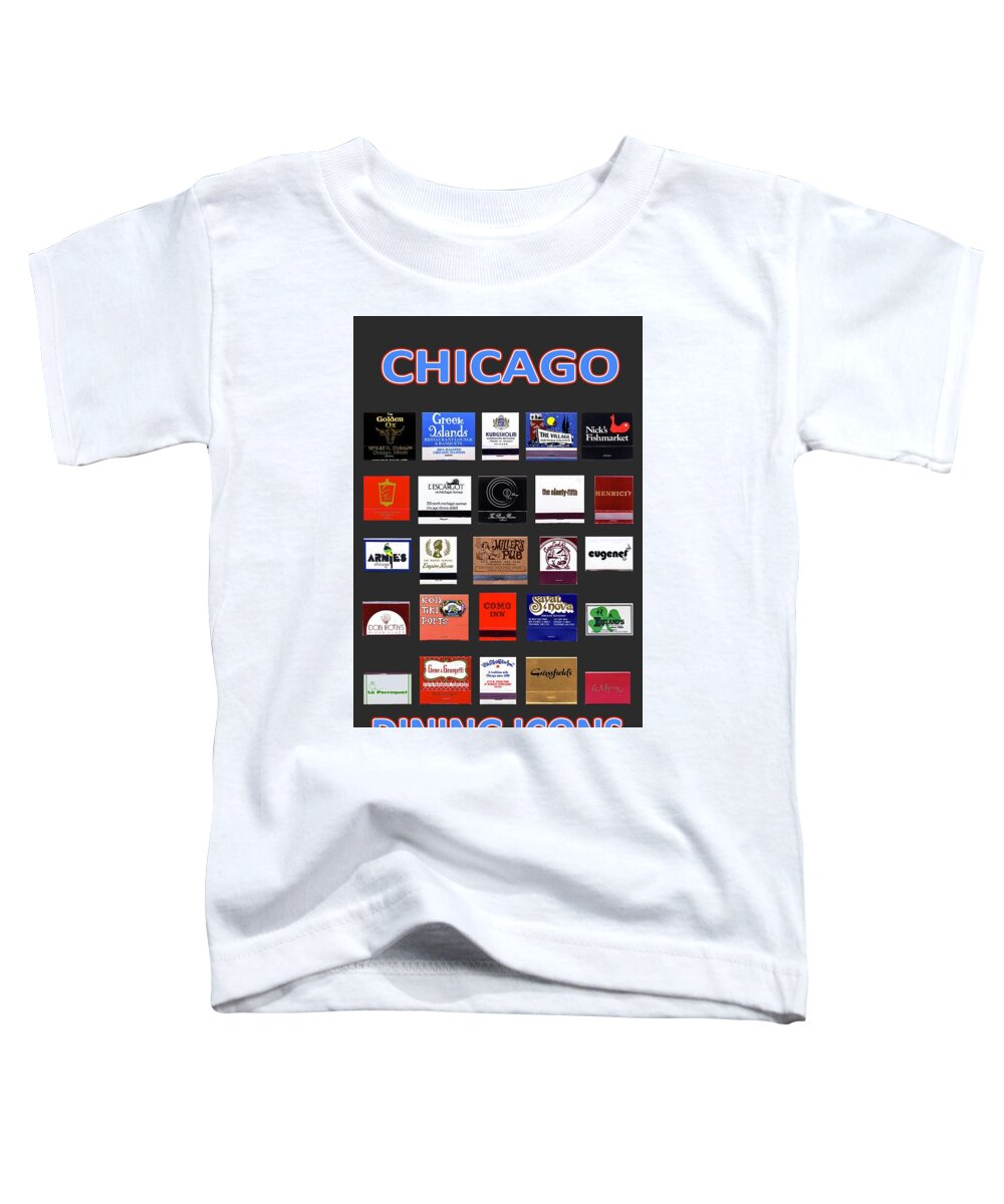Chicago Toddler T-Shirt featuring the photograph Chicago Dining Icons - black background by Ira Marcus