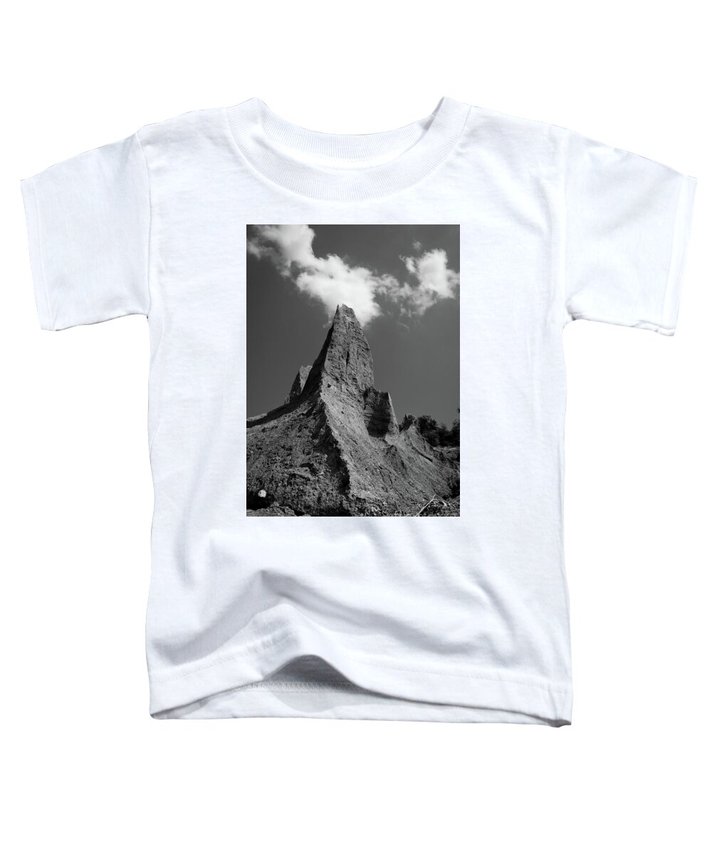 Black And White Toddler T-Shirt featuring the photograph Chimney Bluff Rural Black and White Landscape Photograph by PIPA Fine Art - Simply Solid