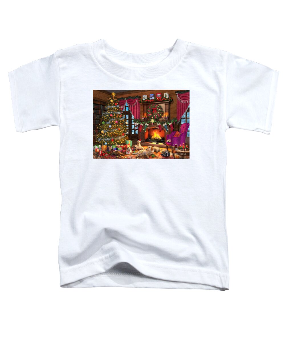 Puppies Toddler T-Shirt featuring the digital art Christmas Puppies by MGL Meiklejohn Graphics Licensing