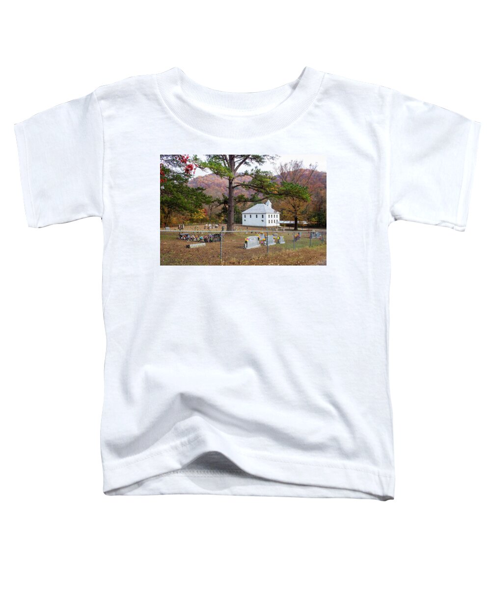 Fall Toddler T-Shirt featuring the photograph Church in the Mountains by Tammy Chesney