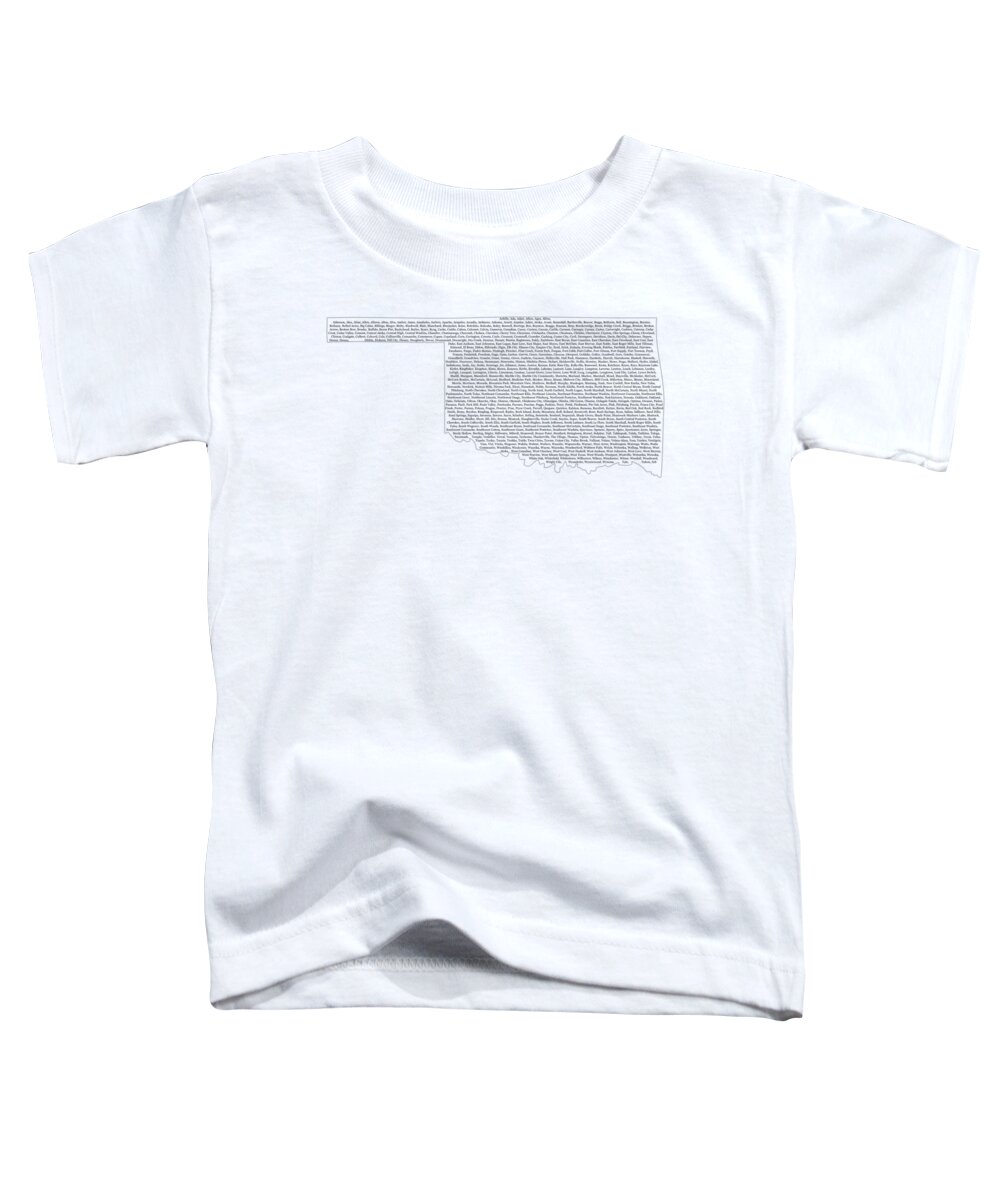 Oklahoma Toddler T-Shirt featuring the digital art Cities and Towns in Oklahoma Black by Custom Home Fashions