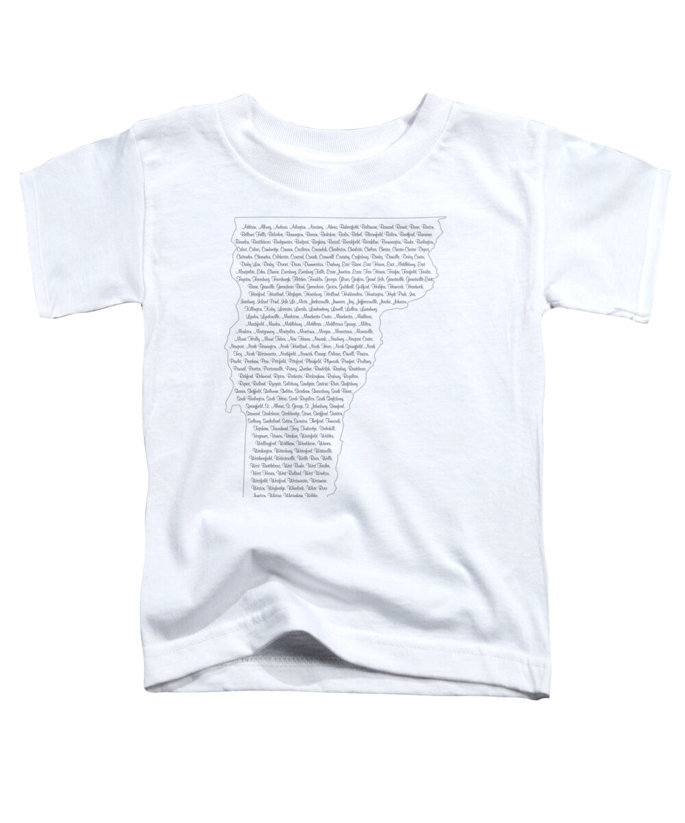 Vermont Toddler T-Shirt featuring the digital art Cities and Towns in Vermont Black by Custom Home Fashions
