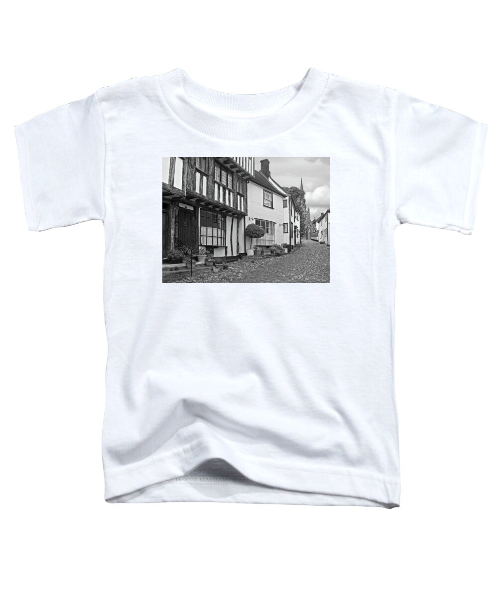 Thaxted Toddler T-Shirt featuring the photograph Cobblestone Street Thaxted in Black and White by Gill Billington