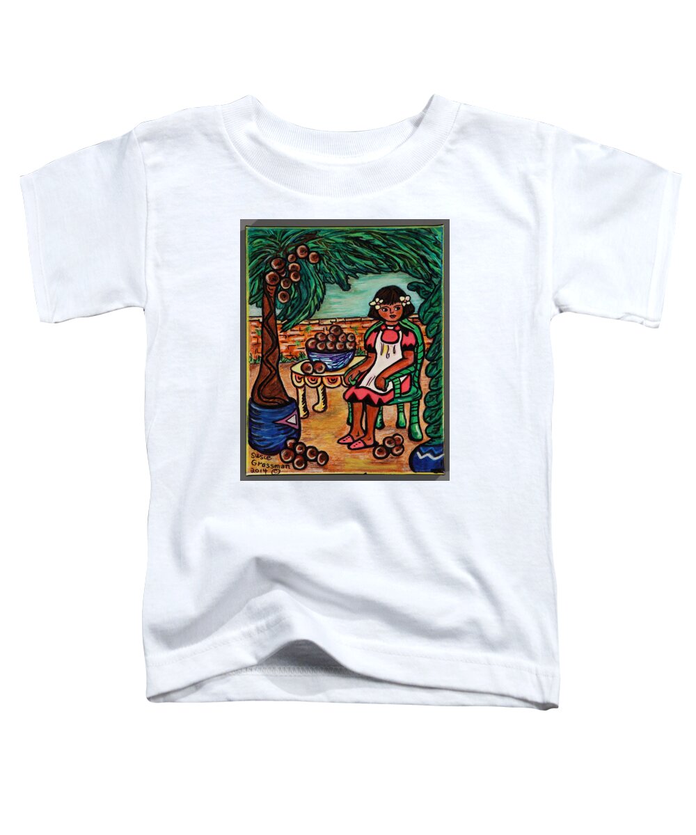 Girl Toddler T-Shirt featuring the painting Coconut Vendor by Susie Grossman
