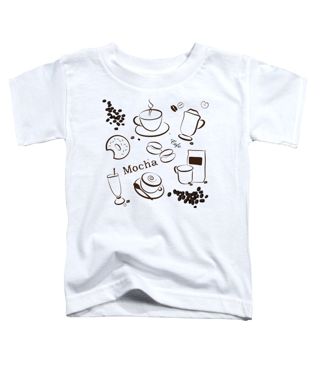 Backdrop Toddler T-Shirt featuring the drawing Coffee And Cafe Background by Serena King