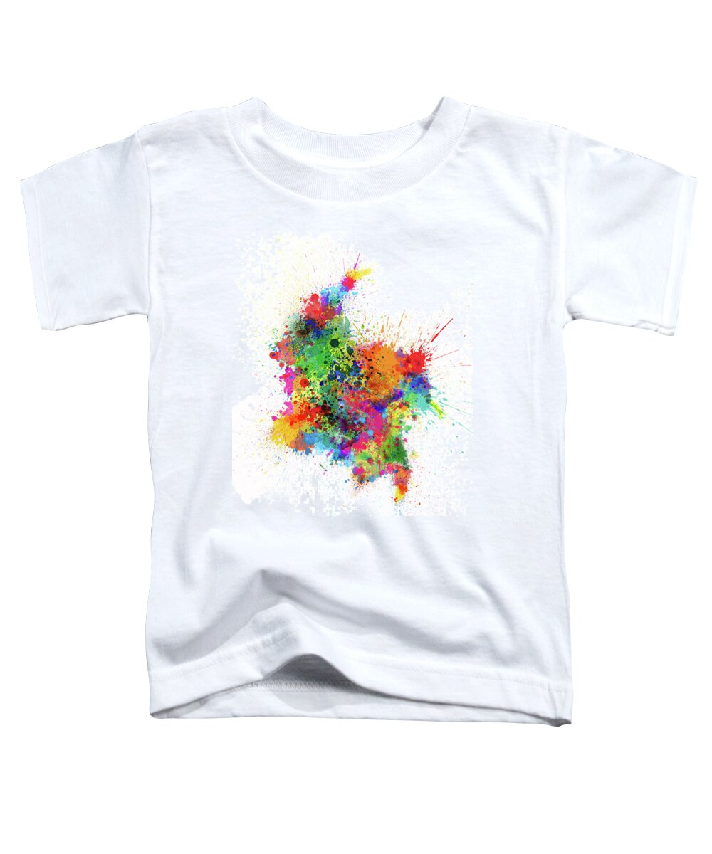 Colombia Map Toddler T-Shirt featuring the digital art Colombia Paint Splashes Map by Michael Tompsett