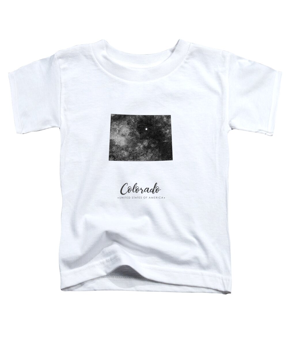 Colorado Toddler T-Shirt featuring the mixed media Colorado State Map Art - Grunge Silhouette by Studio Grafiikka