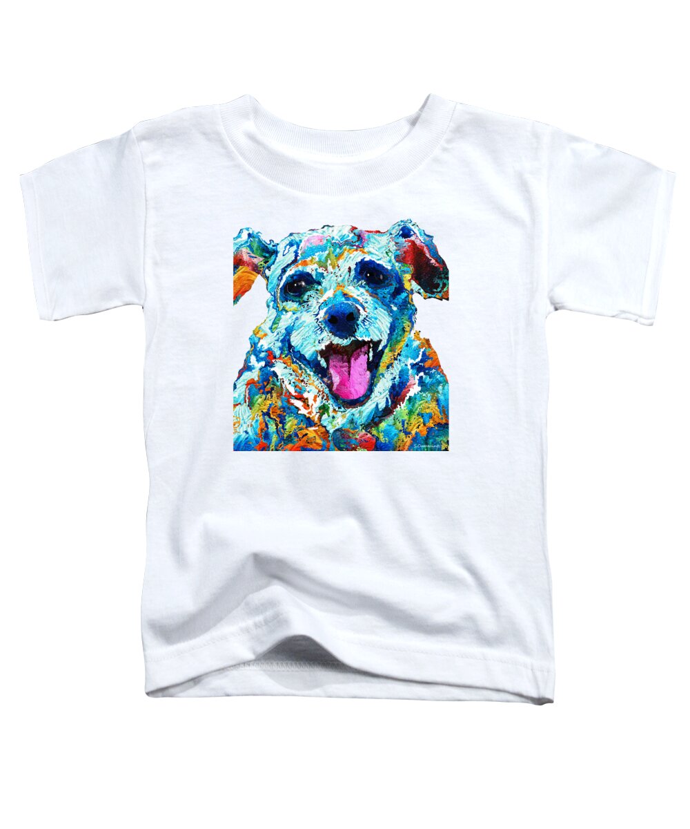 Dog Toddler T-Shirt featuring the painting Colorful Dog Art - Smile - By Sharon Cummings by Sharon Cummings