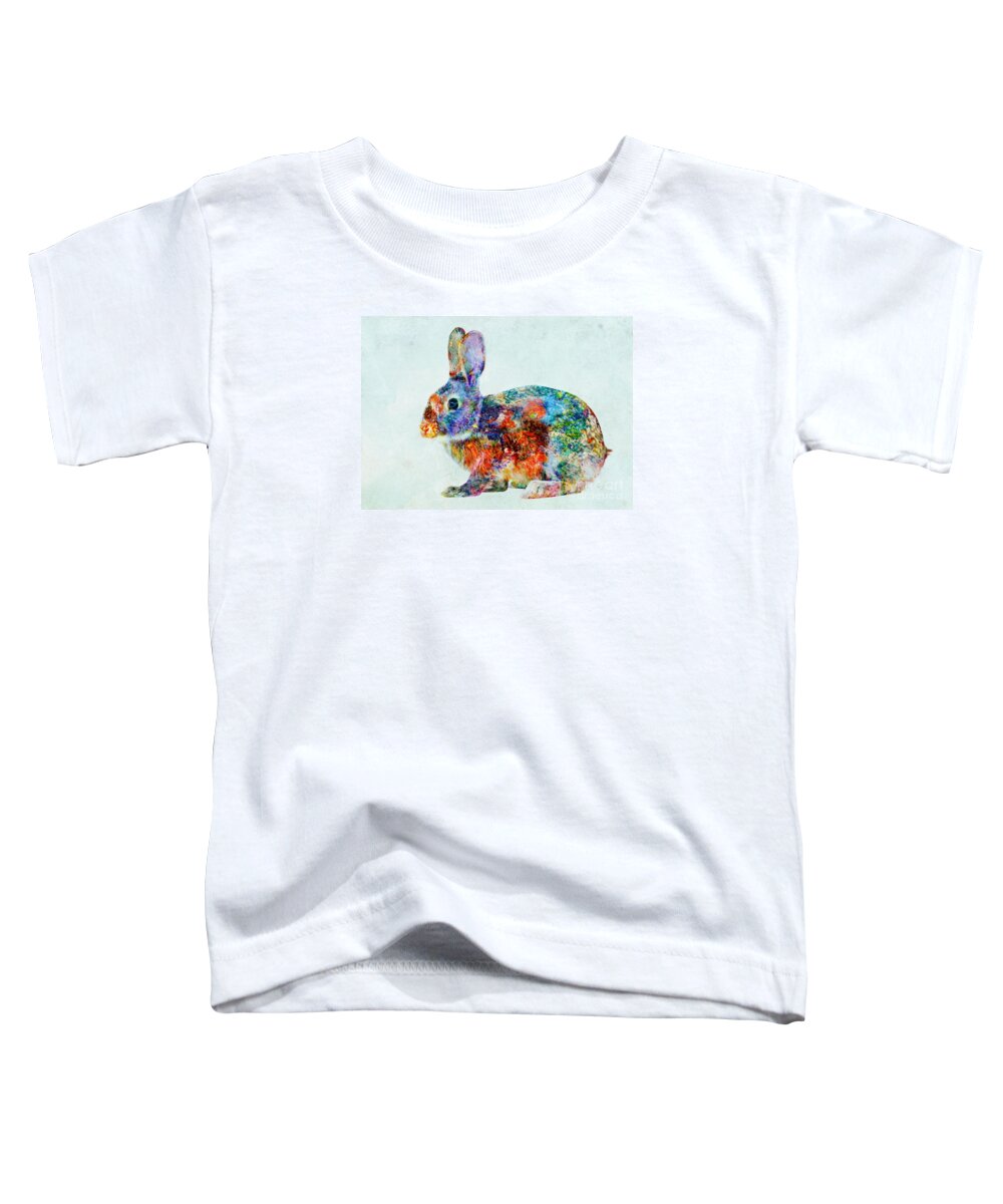 Color Fusion Toddler T-Shirt featuring the mixed media Colorful Rabbit Art by Olga Hamilton