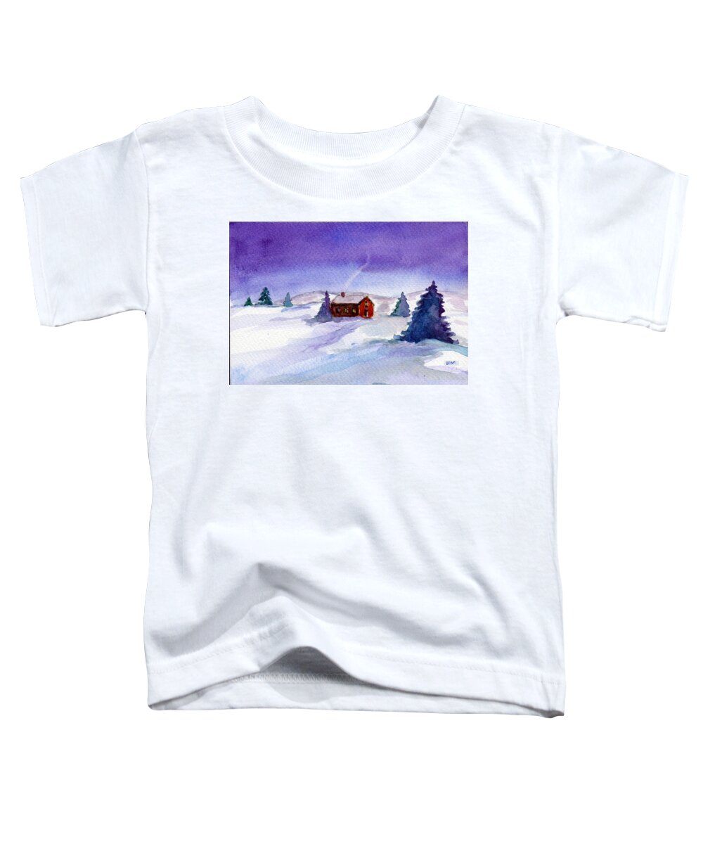 Cottage Toddler T-Shirt featuring the painting Cottage in winter by Clara Sue Beym